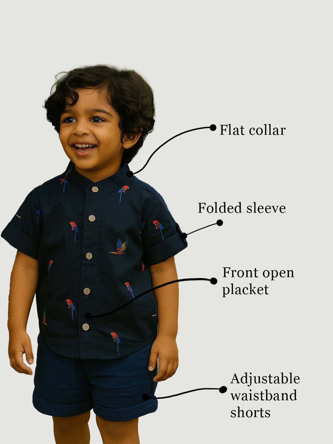 Organic Cotton printed shirt & Crinckled Shorts bottom