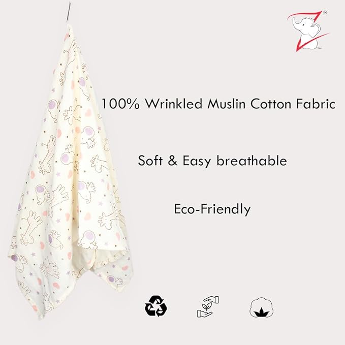 100% Crinkled Muslin Cotton Swaddle Wrap for Newborns, Sleep Blanket