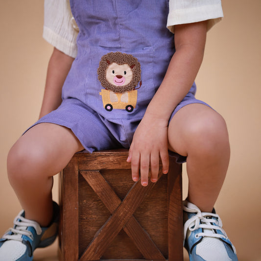 Ivory & Violet Dungaree with cute Embroidery