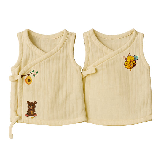 Crinckled Muslin Cotton Jabla - Honey & bear - Pack of 2