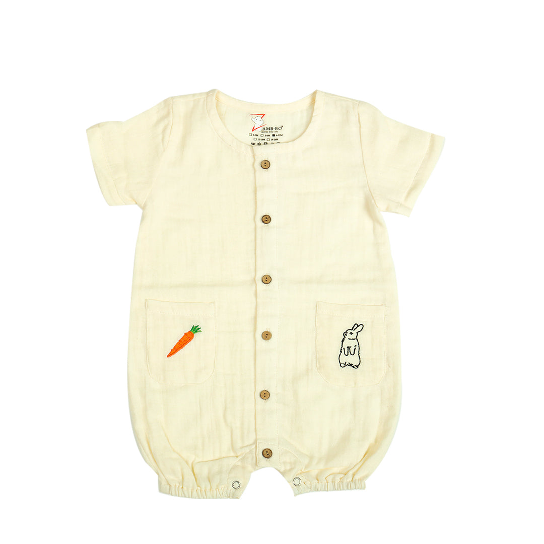 100% Crinkled Cotton Muslin Romper - unisex