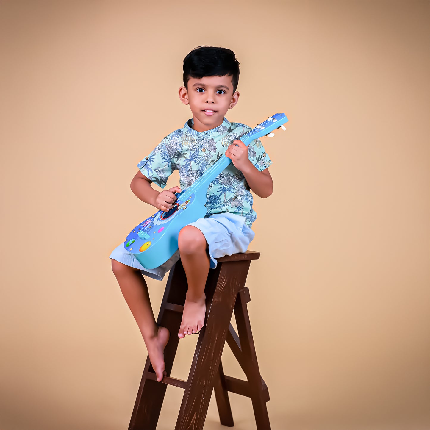 Organic Cotton printed shirt & Crinckled Shorts bottom