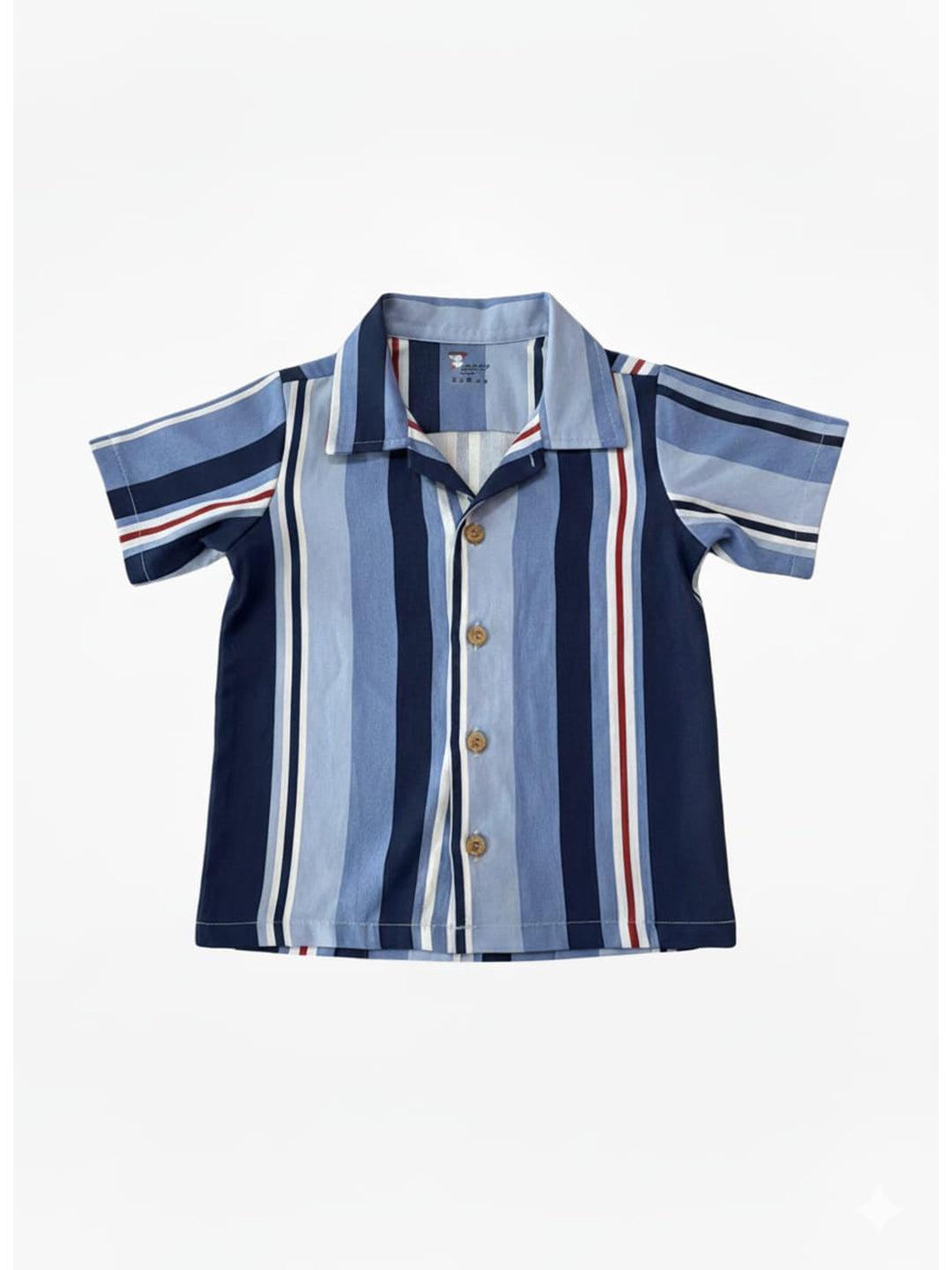 Organic cotton blue striped shirt & Crinckled muslin shorts for boys