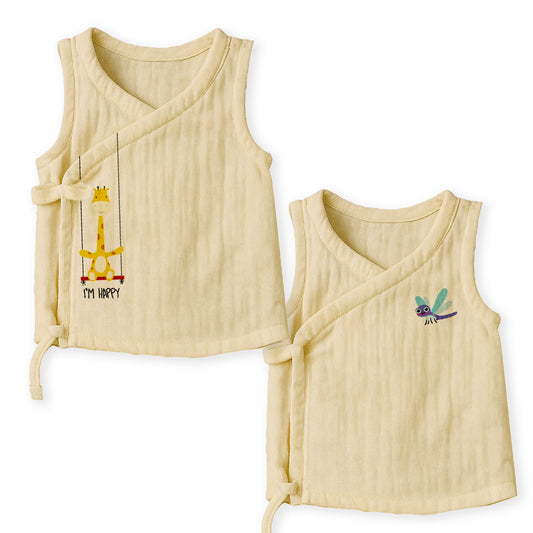 Crinckled Muslin Cotton Jabla - I'm Happy - Pack of 2