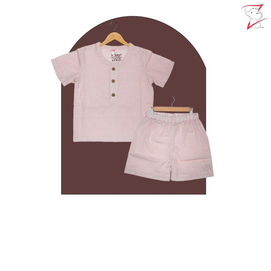 100% Organic Pink Striped Cotton Coord Sets for Toddlers
