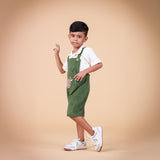 Ivory & Green Dungaree with cute Embroidery