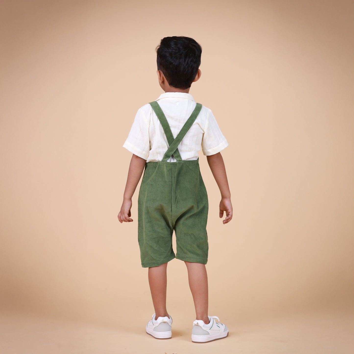 Ivory & Green Dungaree with cute Embroidery