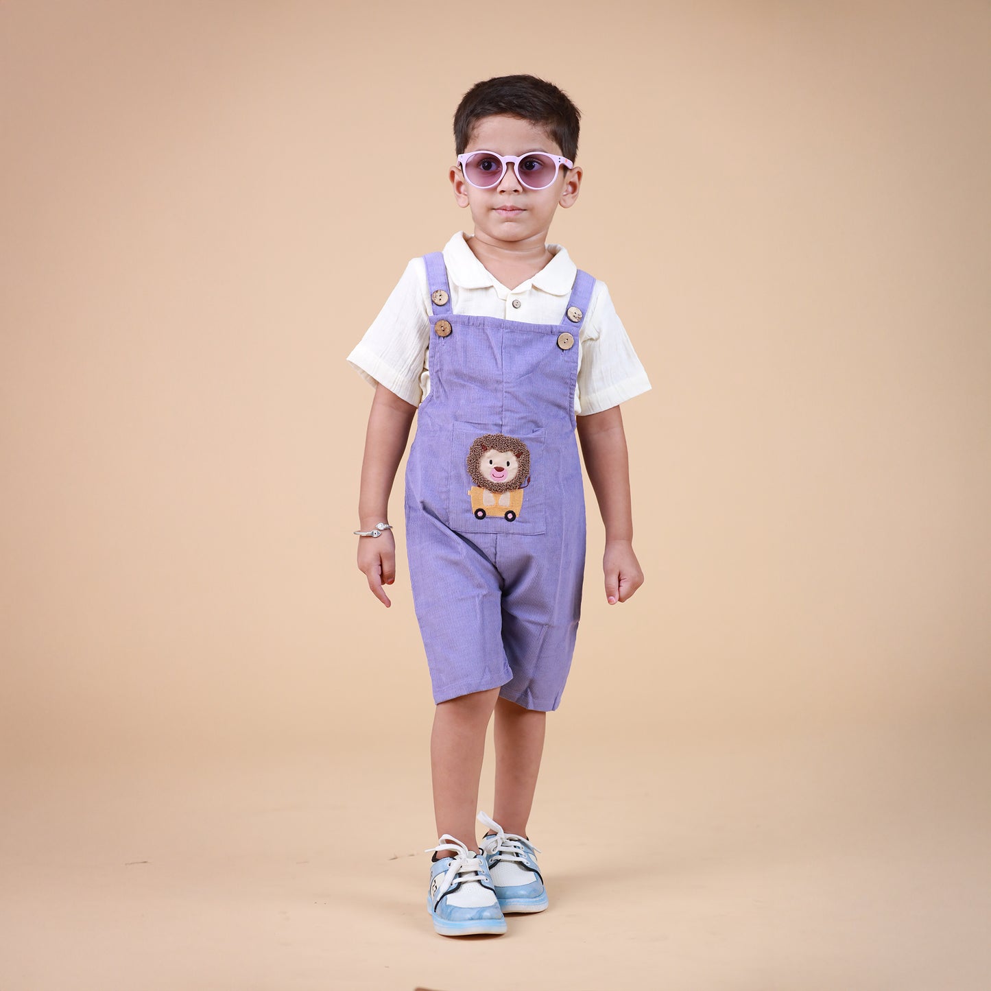Ivory & Violet Dungaree with cute Embroidery