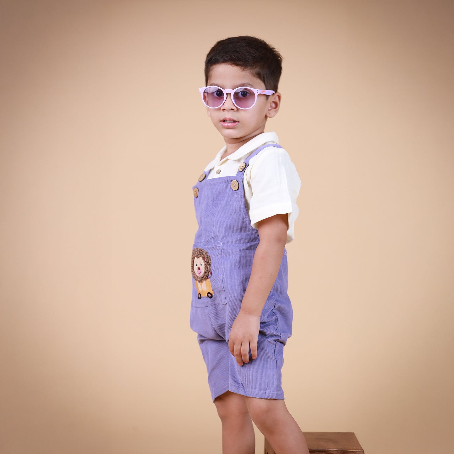 Ivory & Violet Dungaree with cute Embroidery